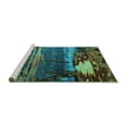 thumbnail image 2 of Ahgly Company Machine Washable Indoor Square Oriental Turquoise Blue Industrial Area Rugs, 7' Square, 2 of 4