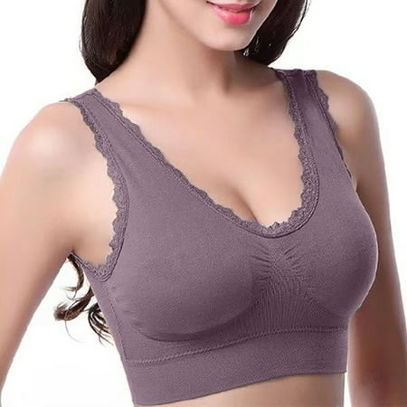 BLTIBY Womens Seamless Sports Bras No Underwire Push Up Bra Fashion Supportive Full Coverage Everyday Lingerie Comfortable Gray M