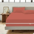 thumbnail image 3 of 4 Piece Zipper Sheet Set Includes (1 Zipper Fitted Sheet, 1 Flat Sheet And 2 Zipper PillowCase) with 8 Inch Deep Pocket 800 TC 100% Egyptian Cotton Solid Brick Red Color Full Size, 3 of 7