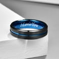 thumbnail image 3 of 6mm Black Tungsten Ring for Unisex Men's Blue Groove Wedding Bands Engraved I Love You Size 6-17, 3 of 5
