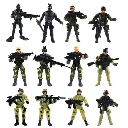 New Special Force Army SWAT Soldiers Action Figures with Weapons and Accessories 4 Inches Tall, 12