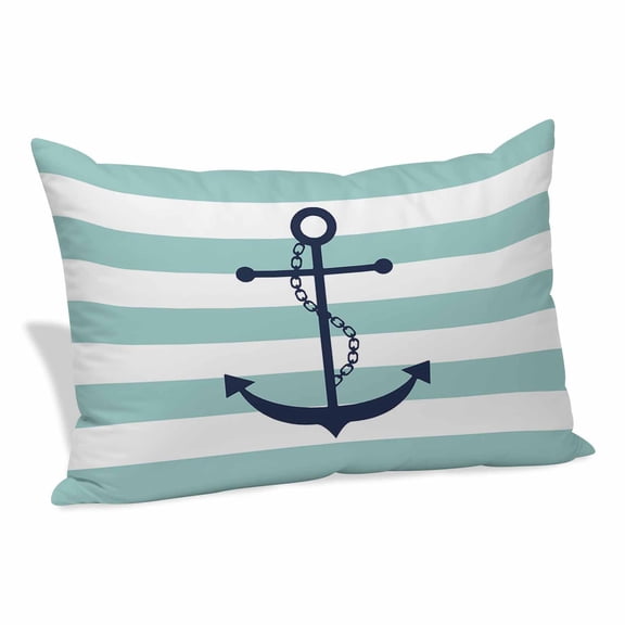 Turquoise Striped Pillow Covers 12x20 Inch, Nautical Anchor Abstract Geometric Modern Soft Brushed Throw Pillow Covers with Hidden Zipper Decorative Pillowcase for Bedroom Sofa Couch