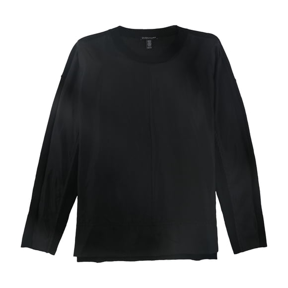Eileen Fisher Womens Mixed Media Pullover Blouse, black, XS