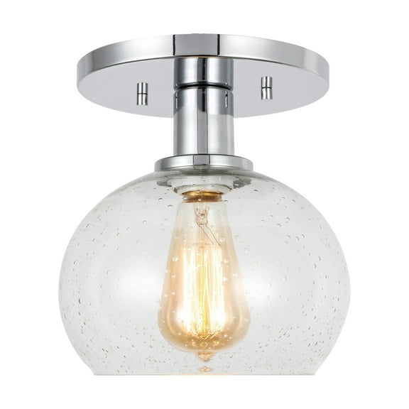 Woodbridge Lighting Austin 1-Light Glass Semi-Flush Mount in Chrome/Clear Seedy