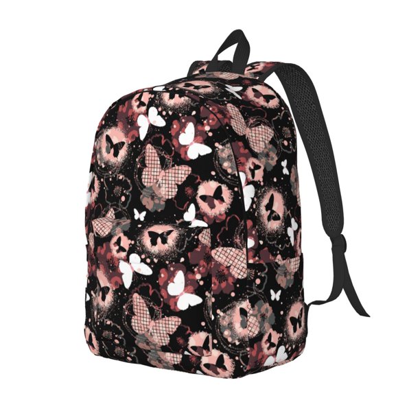 Disketp Butterflies1 Mochila de Lona Estampada, Mochila Escolar de Viaje Ligera para Estudiantes y Portátil-Small