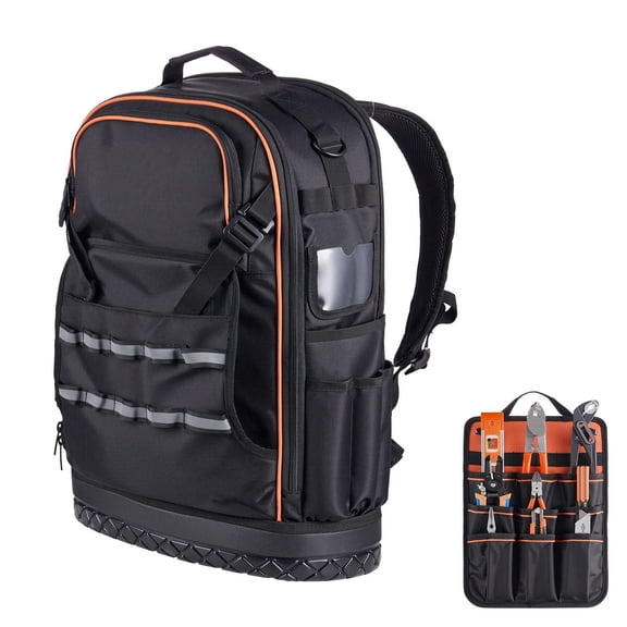 Heavy-duty Electrician Backpack with 65 Pockets,Molded Base&Laptop Compartment-Durable Tool Storage for HVAC Techs and Repairmen