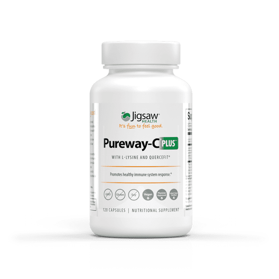Jigsaw Health Pureway-C Plus | Clinically Tested Vitamin C Capsules for Immune Support and Healthy Aging with L-Lysine and Quercifit, 120 Count