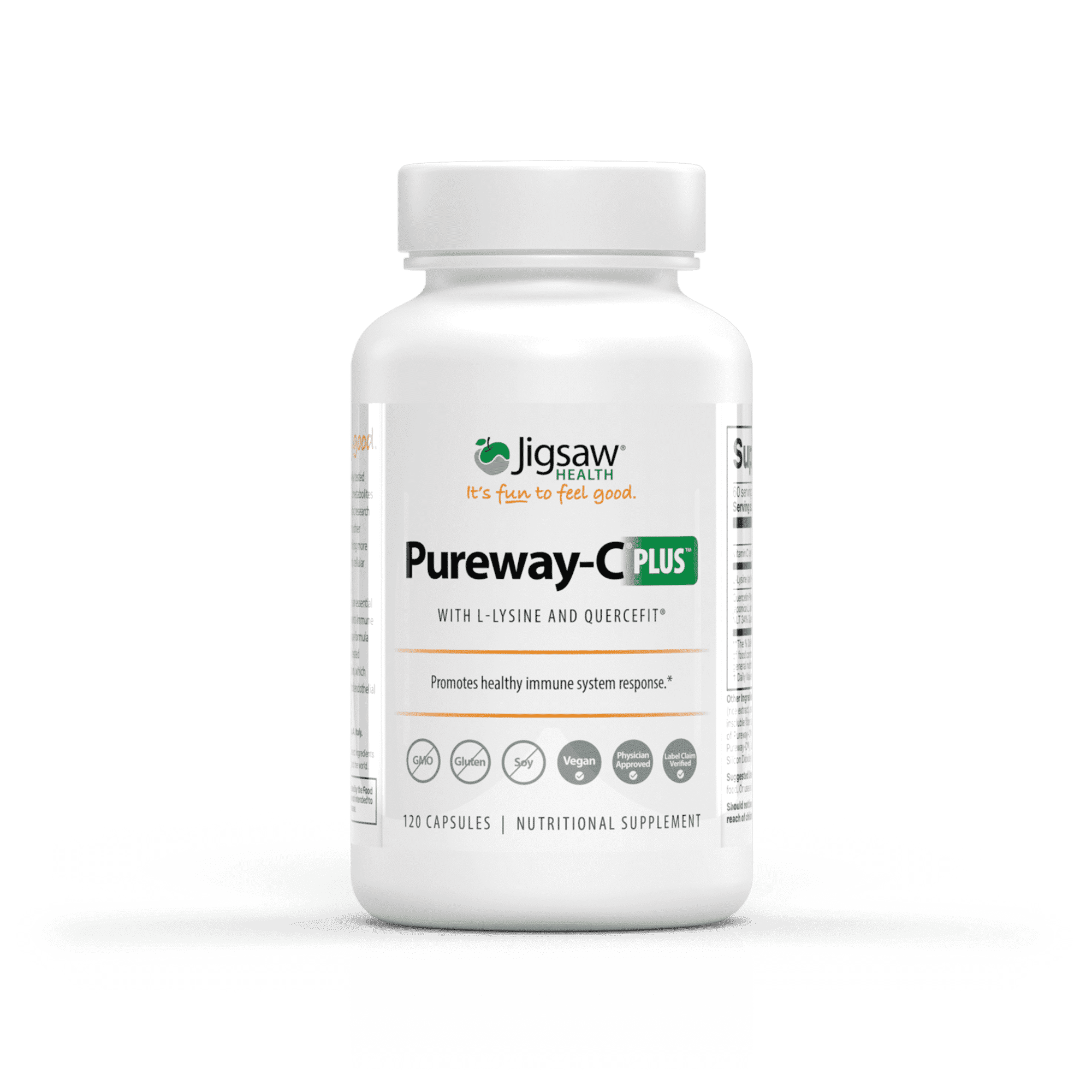 Jigsaw Health Pureway-C Plus | Clinically Tested Vitamin C Capsules for Immune Support and Healthy Aging with L-Lysine and Quercifit, 120 Count