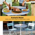 thumbnail image 6 of Elastic Fitted Round Tablecloth, Blue Gray White Waterproof Stretch Table Cover for 55"-60" Tables, Modern Abstract Mottled Aesthetic Washable Outdoor Tablecloths for Patio, Picnic, Camping, 6 of 9