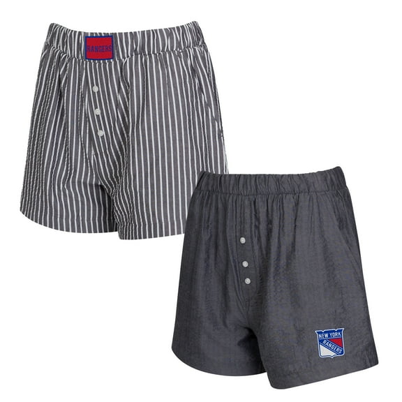 Women's Concepts Sport Charcoal New York Rangers Two-Pack Boxer Shorts Set