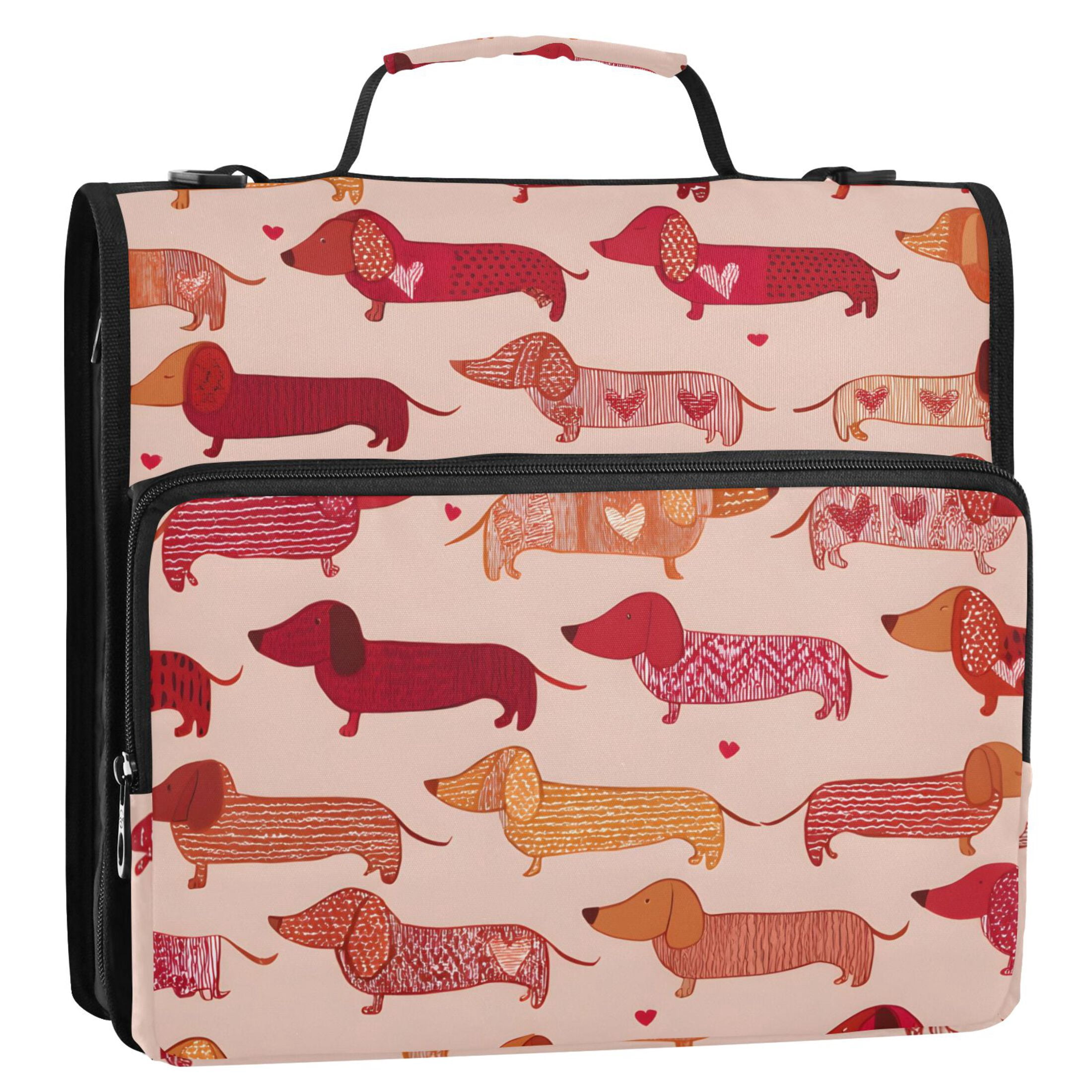 ALAZA Zipper Binder Cute Dachshund Dogs 3 Ring Trapper Keeper File Folder Organizer Bag