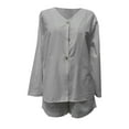 thumbnail image 4 of NMMUED Linen Sets for Women 2 Piece Loungewear Gauze Sets for Women 2 Piece Short Sets for Women Button Down Shirt and Shorts Set Women, Gray S, 4 of 5