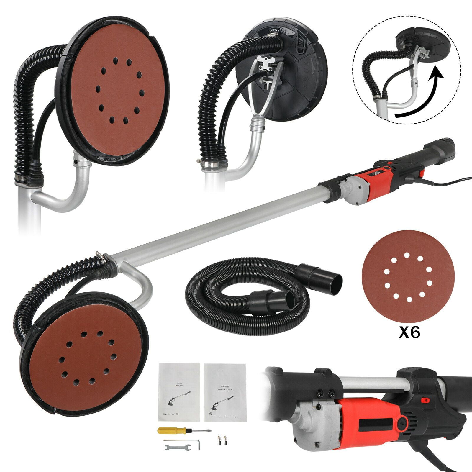 Automatic Vacuum LED Light IRONMAX Electric Drywall Sander 750W Variable Speed 