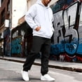 thumbnail image 5 of Men's Hoodie and Sweatpants Set Pullover Hooded Sweatshirt with Loose Fit Joggers Casual Athletic Tracksuit for Fall Winter, 5 of 8