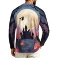 thumbnail image 5 of GrmtClth Mens Shirts Halloween Loose Relaxed Fit Raglan Long Sleeve Pumpkin Ghost Witch Dark Graveyard Daily Shirts Purple 4XL, 5 of 5