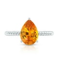 thumbnail image 4 of Rosec Jewels Pear Shape Created Orange Sapphire Solitaire Ring with Moissanite for Women, 18K White Gold, US 3.00, 4 of 9