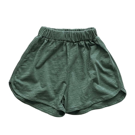 CUZIBR Baby Kids Girls Summer Shorts Casual Solid Color Elastic Waist Wide Leg Side Split Short Pants Bottoms Holiday Beach Sport Athletic Running Breathable Dailywear Dark Green 18-24 Months