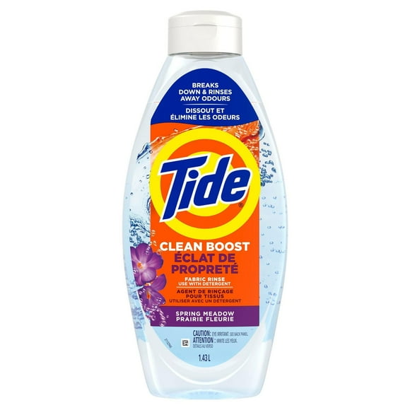 Tide Clean Boost Fabric Rinse, Removes Odours and Residues, Safe on All Fabrics, Free of Dyes and Heavy Perfumes, Spring Meadow Scent, 1.43L