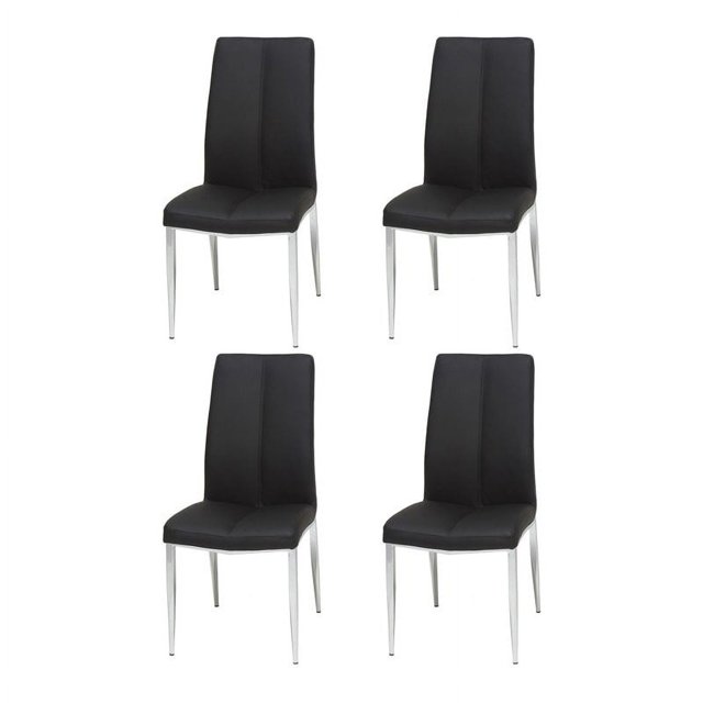 Milan Adella Curved-Back Upholstered Side Chairs in Black (Set of 4)