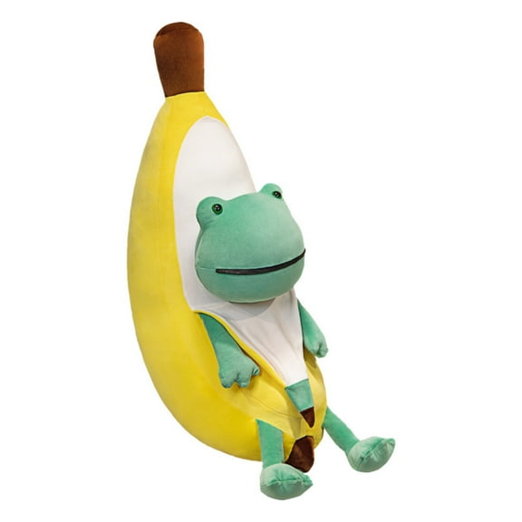 Cute Banana Plush Pillow with Duck & Frog, Anxiety Relief Stuffed Animal Cushion, Soft Creative Plush Toy for Sofa Bed, Funny Comfort Gift for Home Decor
