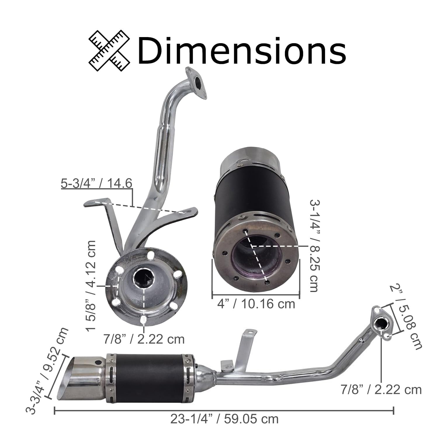 AlveyTech Short Performance Exhaust System for GY6 150cc Scooters & Go-Karts (Blue)