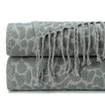 thumbnail image 3 of Chanasya Super Soft Leopard Print Acrylic Throw Blanket With Tassels - Lightweight Modern and Shabby Chic Woven Blanket for Bed, Sofa, Chair, Living Room, and Bedroom Decor (50x65 Inches) Charcoal, 3 of 6