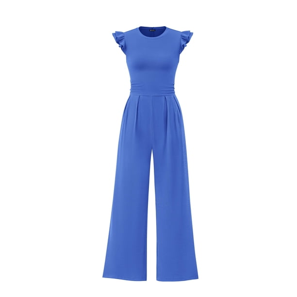 Mono Enterizo PRETTYGARDEN de Punto Canalé Azul XL