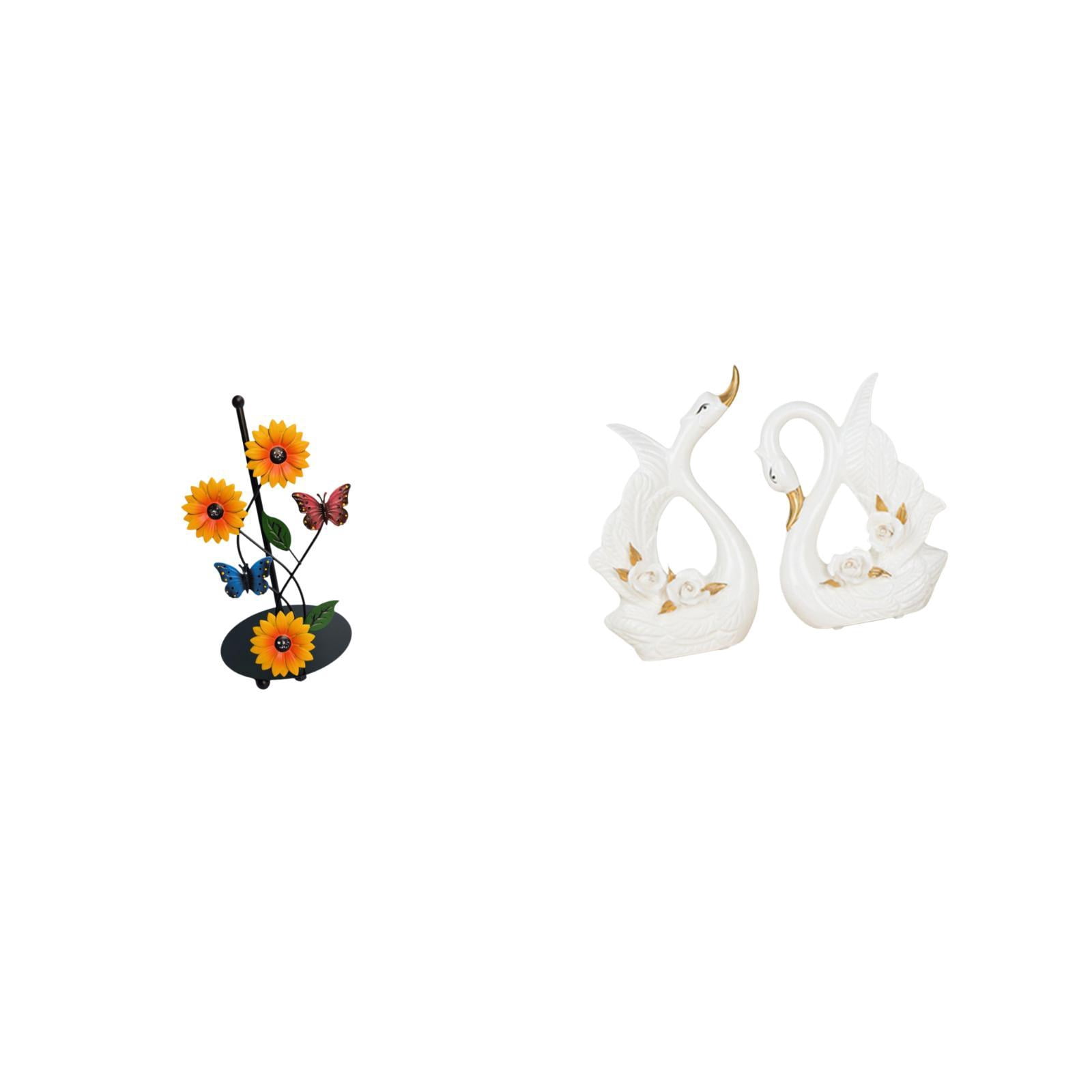 Fiocias Elegant Swan Paper Towel Holder Dispenser Non Slip Vertical Tissue Rack Ceramic Animal Sculpture Desktop Ornament for Home Bookshelf Cabinet