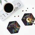 thumbnail image 4 of Honeii Dragon with Colorful Tail Print Leather Coaster Set of 4, Ideal for Safeguarding Your Furniture from Drinks Spills and Effortless Cleanup-Hexagon, 4 of 6