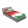 thumbnail image 3 of Christmas Bedding Set with Sheet & Covers, Blurry Xmas Carol Background Santa Fir Rudolph Annual Festival Image, Printed Bedroom Decor 2 Shams, 4 Sizes, Red Green White, by Ambesonne, 3 of 3