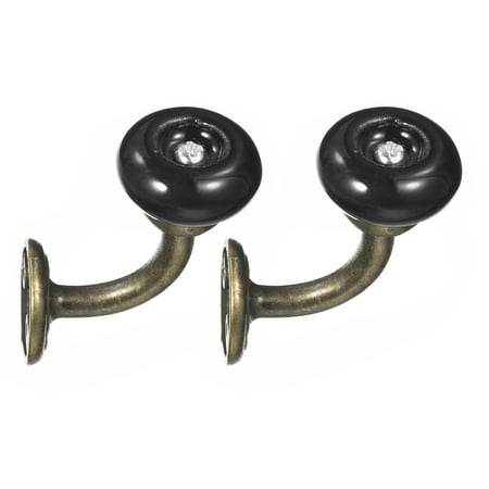 

Wall Hooks 2Pack - Zinc Alloy Single Prong Ceramic Handle Clothes Hook Bronze Hooks for Hanging Towel (Black)