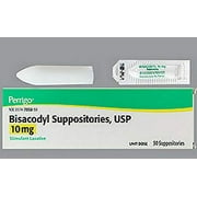 Bisacodyl Suppositories USP 10mg Stimulant Laxative Unit Dose, 50 Ea, 6 Pack