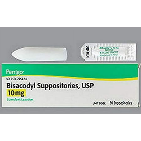 Bisacodyl Stimulant Laxative Suppositories USP, 10 mg, 50 Doses
