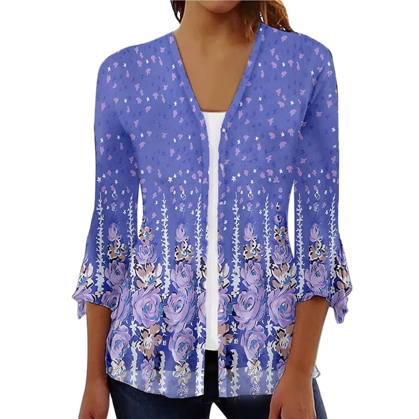 Blusa de mujer SCZ estampado manga 3/4 casual básico azul real XL