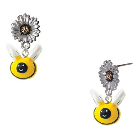 Delight Jewelry Resin Bumble Bee – Two-tone Daisy Flower Post Earrings Delight Jewelry Resin Bumble Bee – Two-tone Daisy Flower Post Earrings