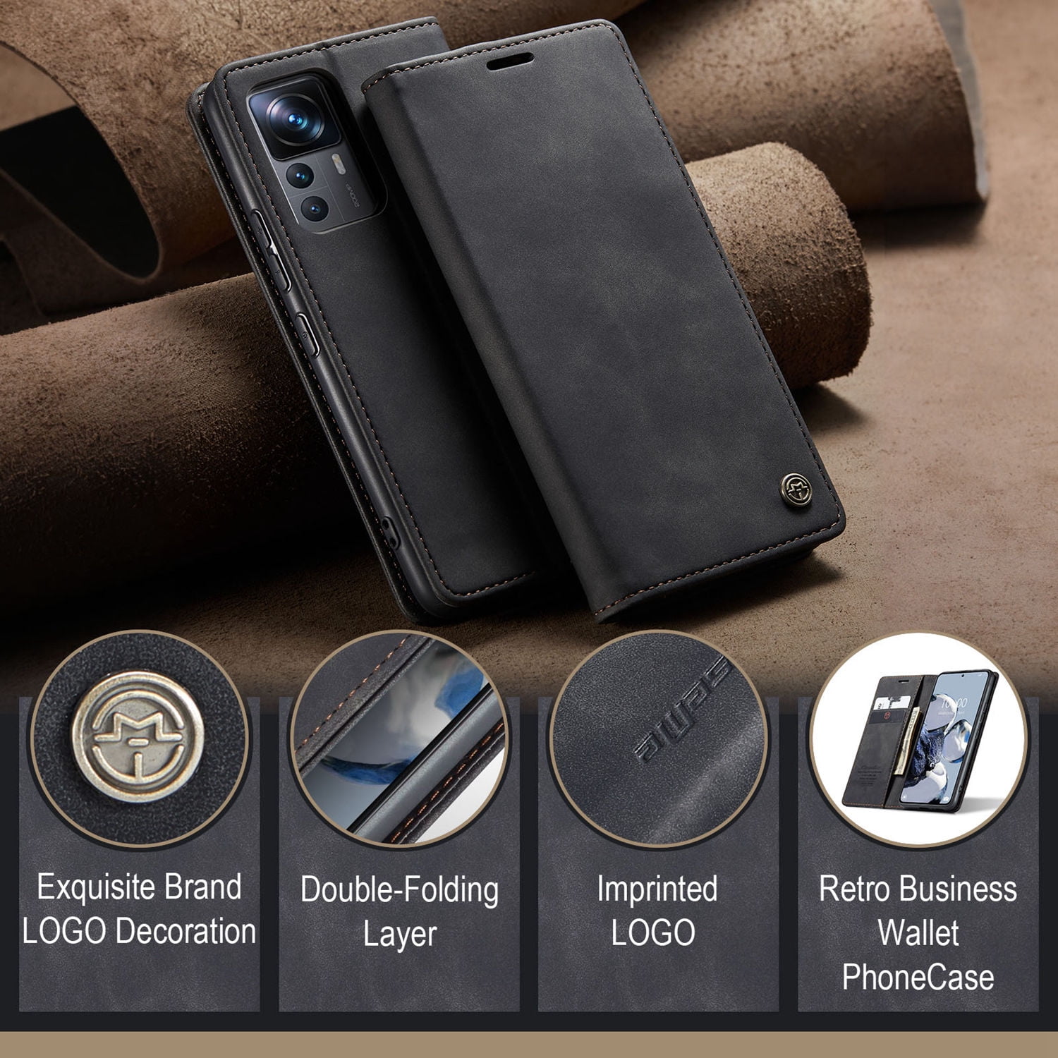 ETFAST Leather Wallet With Card Holder Zipper Phone Case For Redmi K50 Ultra High Quality Leather Phone Case