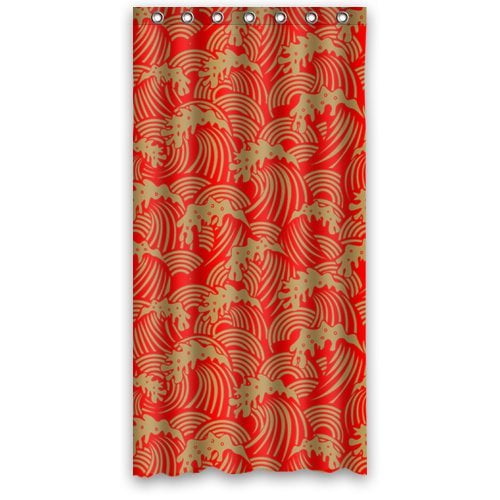 Bpbop Stylish Design Red Wave Shower, The Great Red Wave Shower Curtain