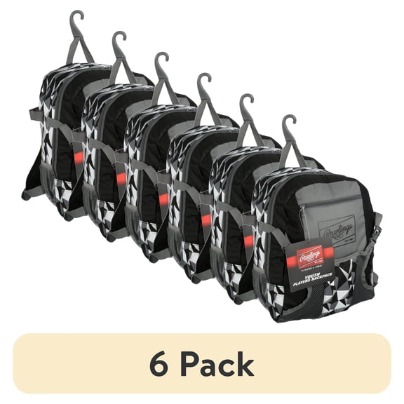 (6 pack) Rawlings | Youth Players T-ball Backpack Equipment Bag | Black