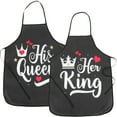 thumbnail image 4 of Chidian 2Pcs King Queen Apron Set Couple Aprons for Valentine's Day present His and Her Aprons Crafting Aprons for Couples Black, 4 of 10