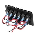 thumbnail image 1 of Ymiko Qiilu 12V 24V 6 Gang Switch Panel, Car Boat Marine LED Rocker Switch Panel Dual USB Voltmeter Lighter, 1 of 8