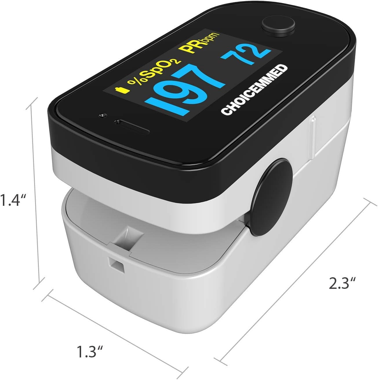CHOICEMMED Black Dual Color OLED Finger Pulse Oximeter - Blood Oxygen Saturation Monitor with Color OLED Screen Display and Included Batteries - O2 Saturation Monitor