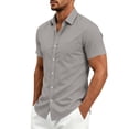 thumbnail image 4 of Kezqiaxn Oversized Shirt Men Summer Short Sleeve Business Work Button Up Shirt with Pockrt Fashion Clothing 2026, 4 of 8