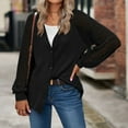 thumbnail image 2 of Womens Cardigan Eyelet See Through Long Sleeve Button down V Neck Cardigans for Women Loose Fitting Solid Outwear (X-Large, Black), 2 of 7