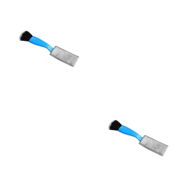 Transemion Car Cleaning Brush Double End Interior Air Vent Button Automobile Duster Instrument Panel Absorbent Manual Automotive Blue 2Set