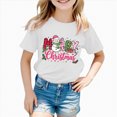 thumbnail image 5 of sdbrld Girls Xams Shirt for Kids Crew Neck Short Sleeve Christmas‑themed Casual Holiday Cute Tee Tops White Sizes 9-10 Years, 5 of 5