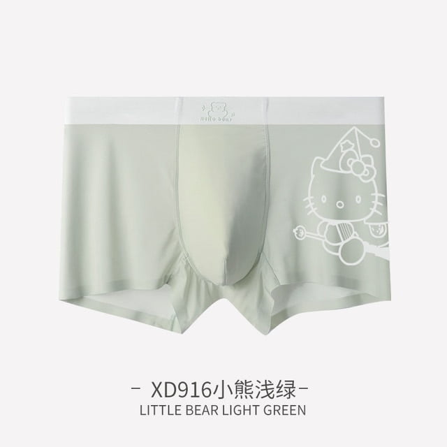 Man Hello Kitty Panties Fashion Loose Comfortable Underwear Cartoon Pattern  Child Pure Cotton Boxer Shorts Boyfriend Clothes