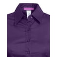 thumbnail image 4 of J. METHOD Women's Tailored Button Down Shirt Cuffed Short Sleeve Stretch Collar Office Work Formal Casual Basic Blouse Top NEWT06 Purple L, 4 of 5