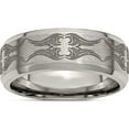 thumbnail image 1 of Titanium Brushed & Polished Laser Design 8mm Beveled Edge Band (Size 11) Made In China tb115a-11, 1 of 5