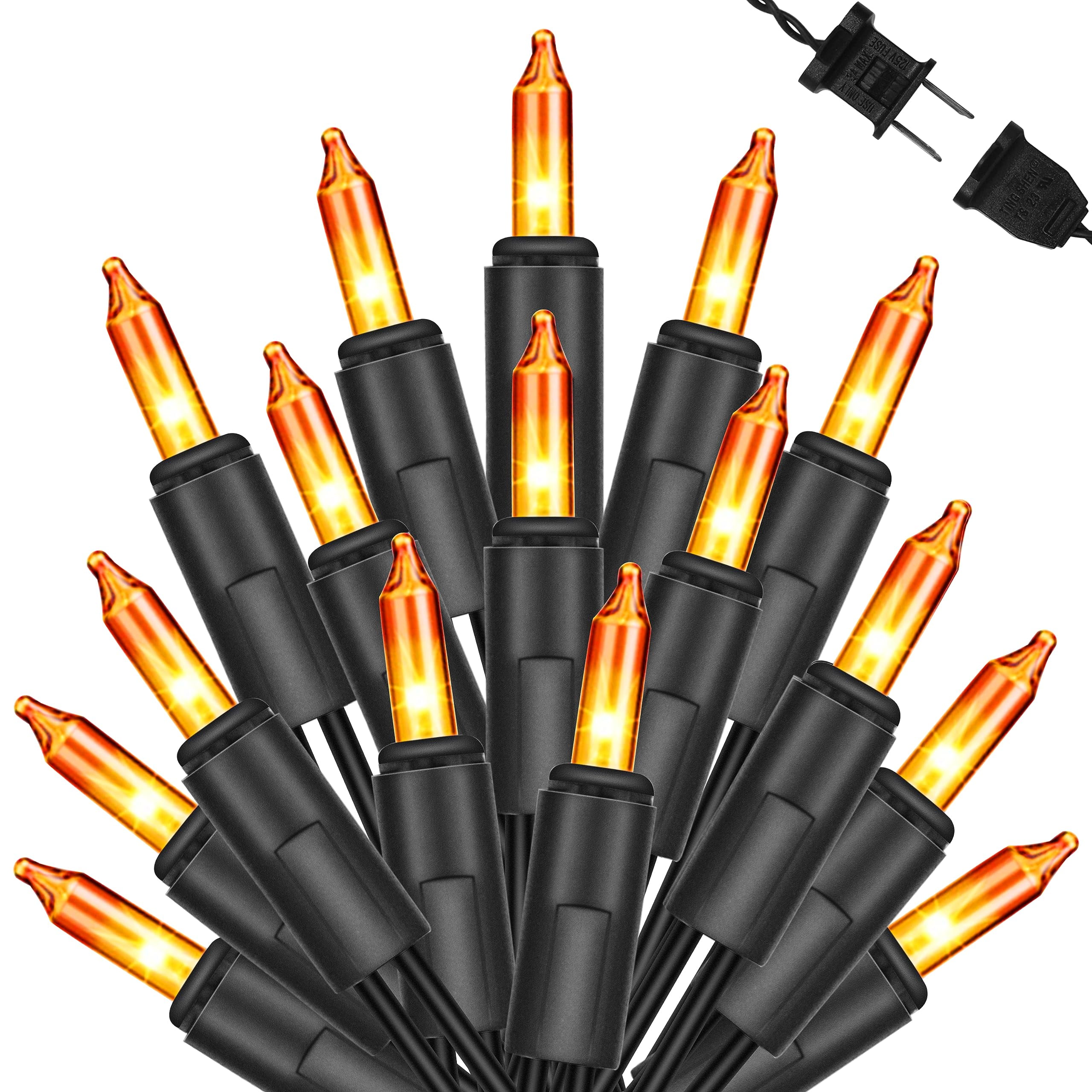 Halloween Orange String Lights Decoration, 200 (2x100) Bulbs 49.6FT