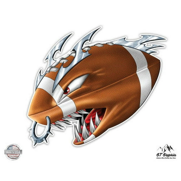 Football Fierce Monster Football - 3" Vinyl Sticker - For Car Laptop I-Pad Phone Helmet Hard Hat - Waterproof Decal